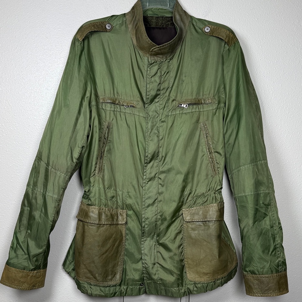 Etro Utility Safari Military Jacket 2XL XXL Roo Leather Silk‎ Milano Y2K Flaws